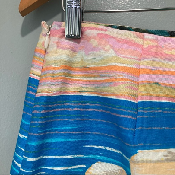 H&M Printed Scene Mini Skirt Asymmetrical Wavy Hem Lyocell Blend Cut-Out Skirt - Picture 10 of 14